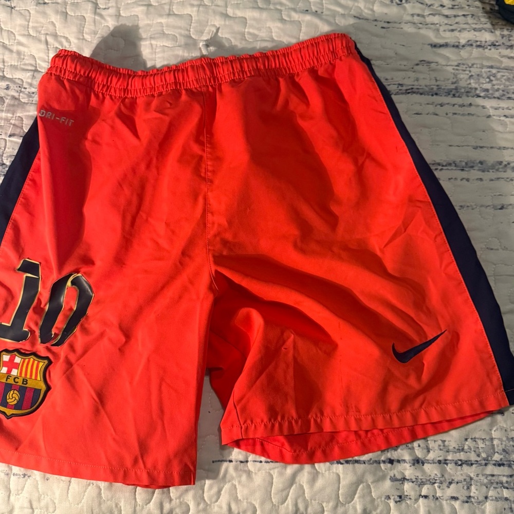 Nike Men's Bright Red and Navy Athletic Shorts